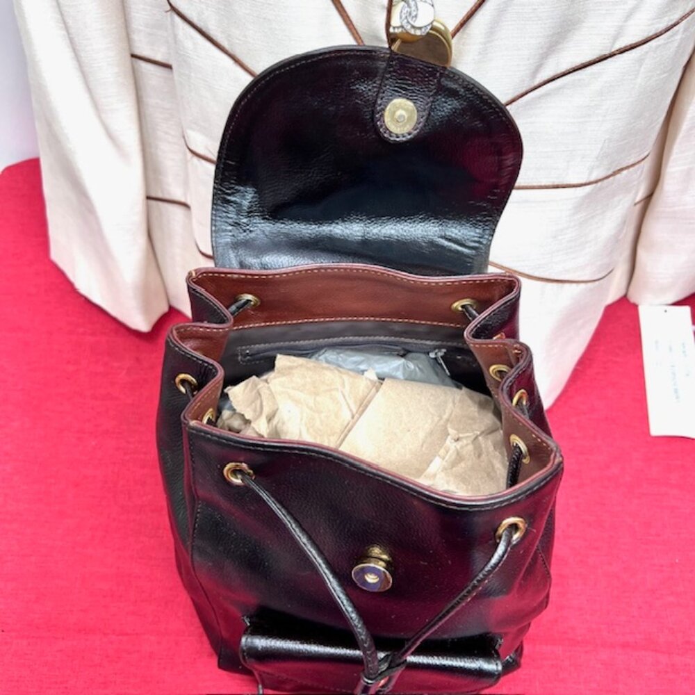 France Made Didier Lamarthe Back Pack Dark Chocolate Brown + FREE Chiffon Scarf - Picture 13 of 16